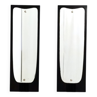 Pair of Vintage Black Ebonized Wood Wall Mirrors