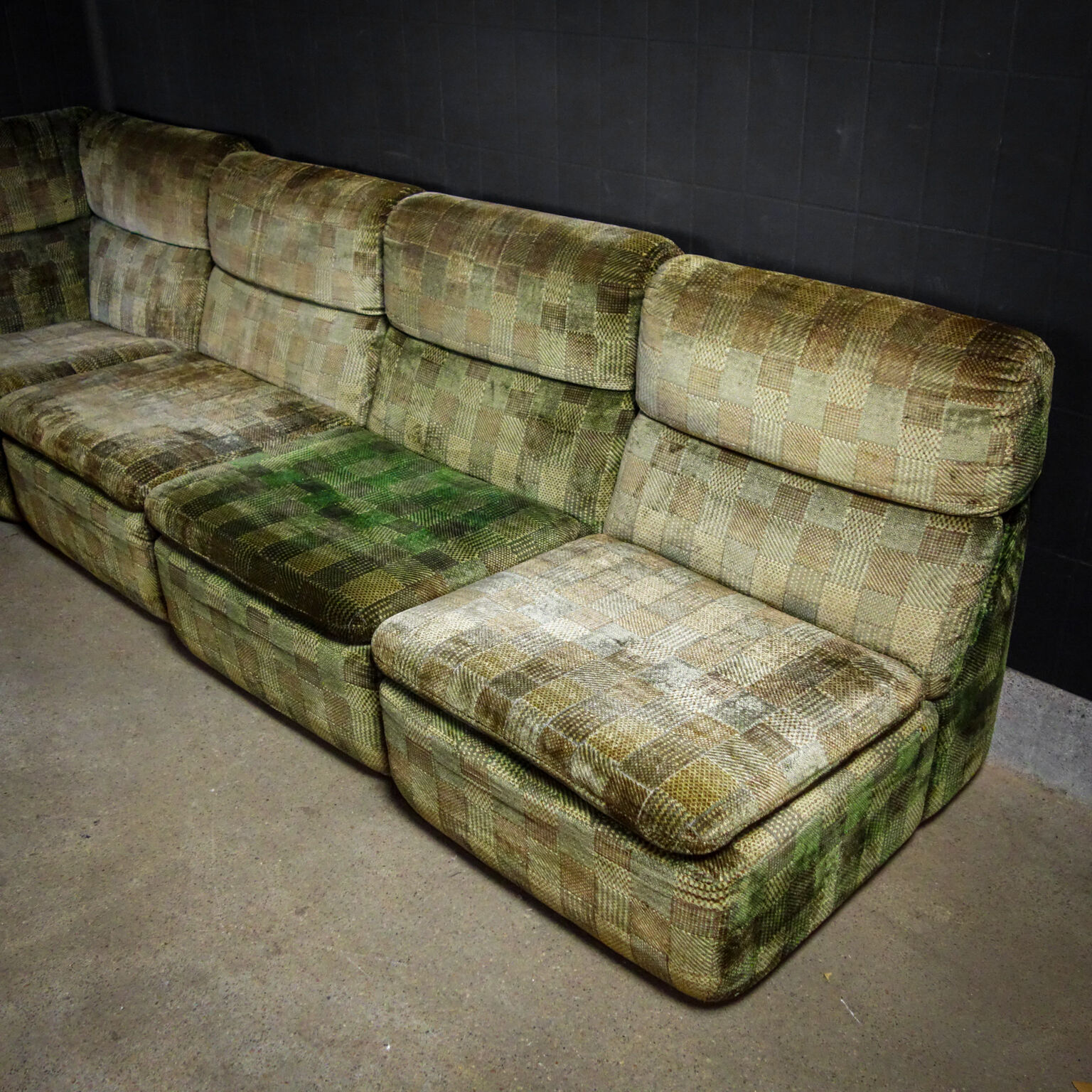Rolf Benz modular corner sofa - green velvet - 1970s