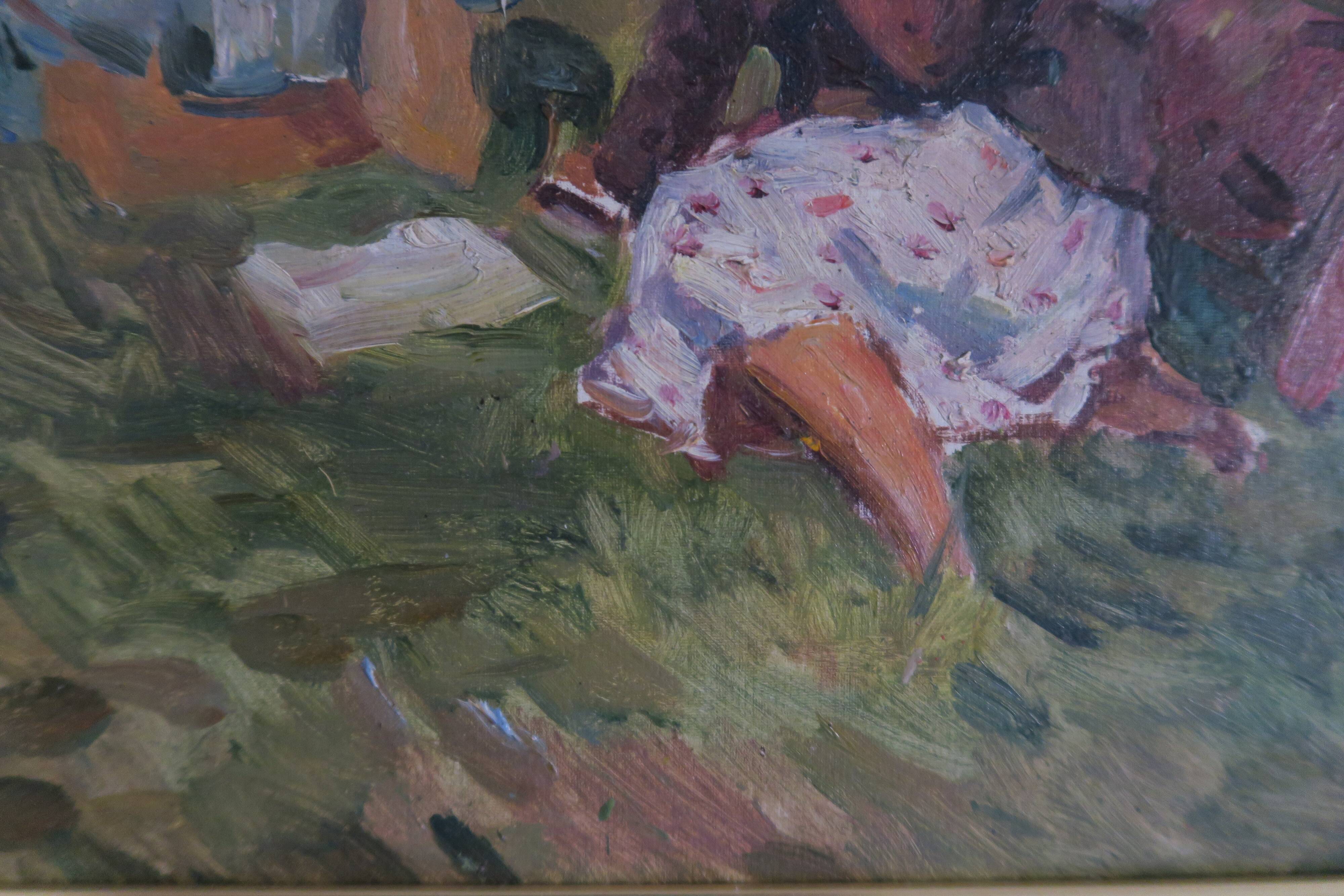 Children working in grass russian school 50s