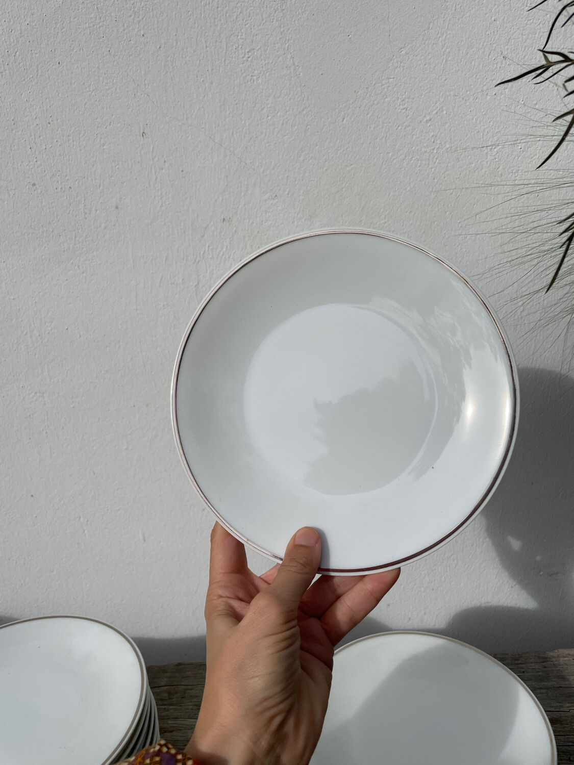 10 assiettes à dessert en porcelaine de Limoges blanches