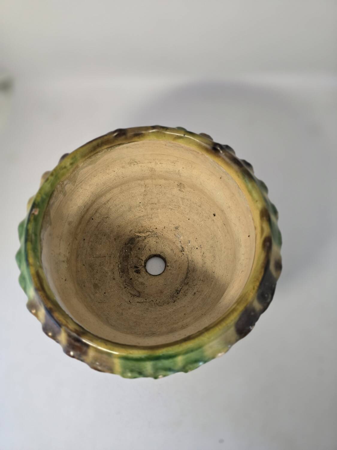 Old flower pot planter glazed terracotta cache pot