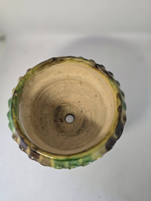 Ancien Pot de fleur jardinière  cache pot terre cuite vernissée