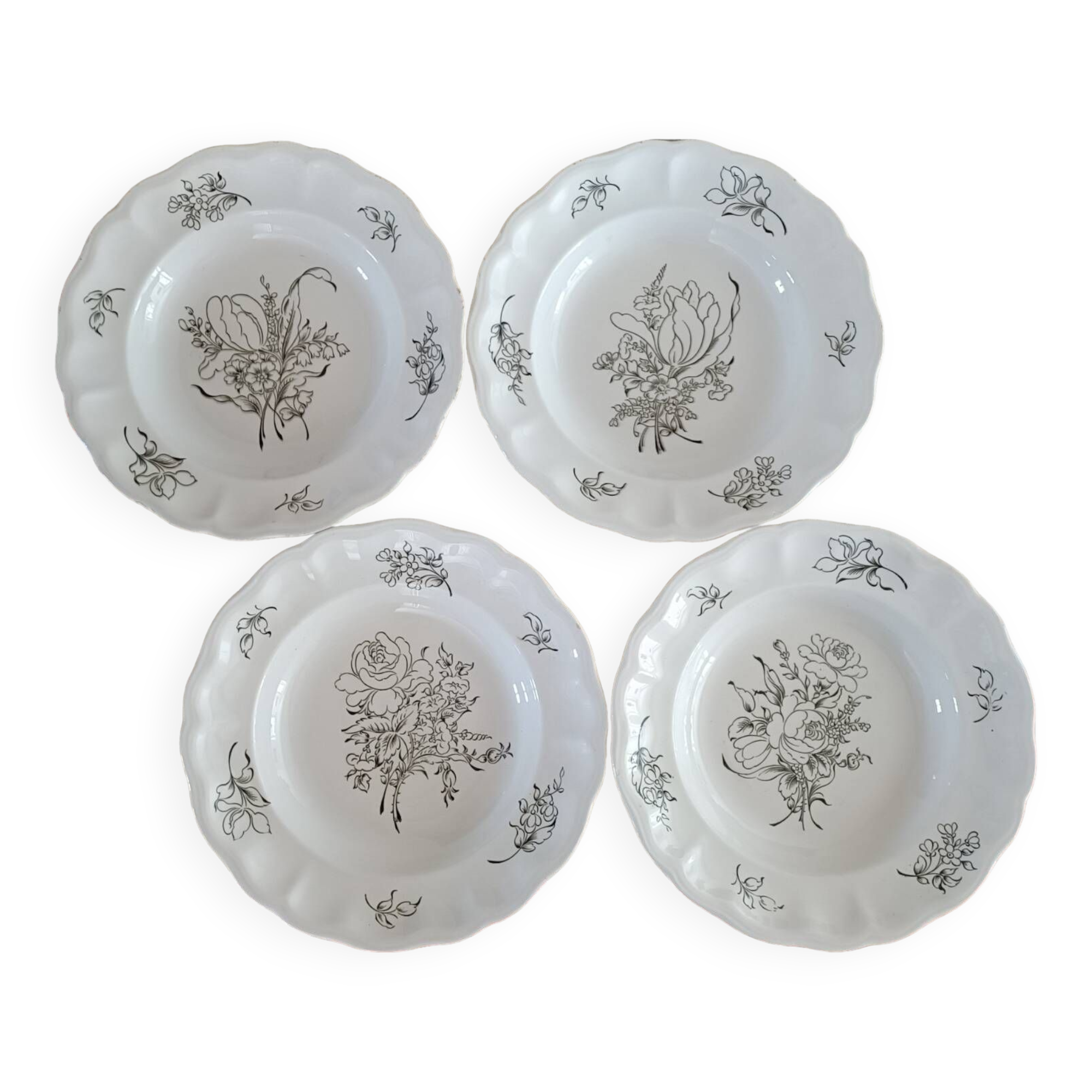 4 soup plates in Lunéville earthenware