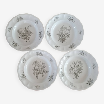 4 soup plates in Lunéville earthenware