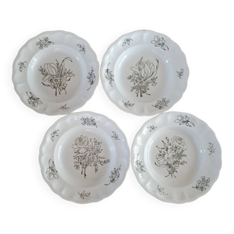 4 assiettes creuses en faïence de Lunéville