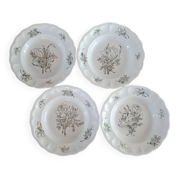 4 soup plates in Lunéville earthenware
