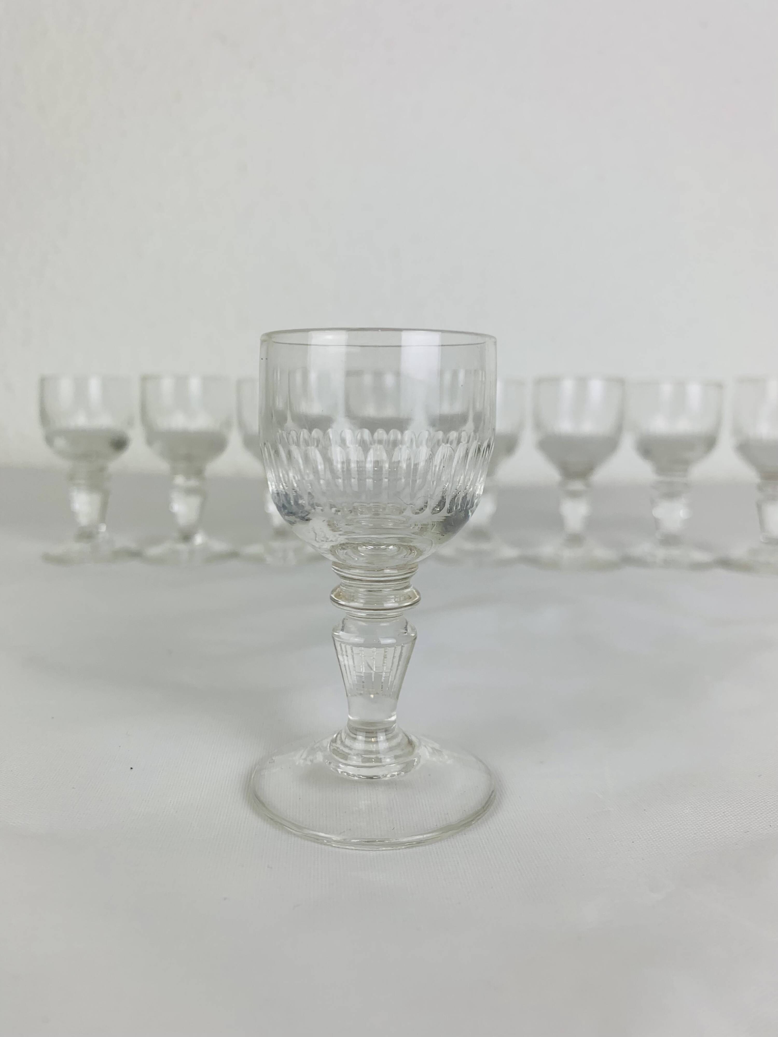 9 Baccarat liqueur glasses, Renaissance model