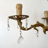 Antique 3-arm brass chandelier with tassels