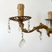 Lustre ancien 3 bras laiton et pampilles