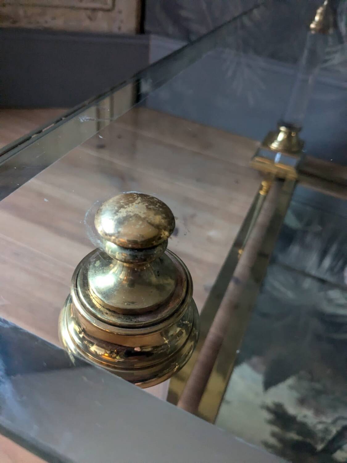 Designer coffee table in plexiglass and brass from the 70s DLG Maison Charles