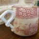 Terre de Fer Cup Lunéville decoration Lace color pink / burgundy
