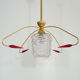 Brass chandelier with glass globe, 4 arrows