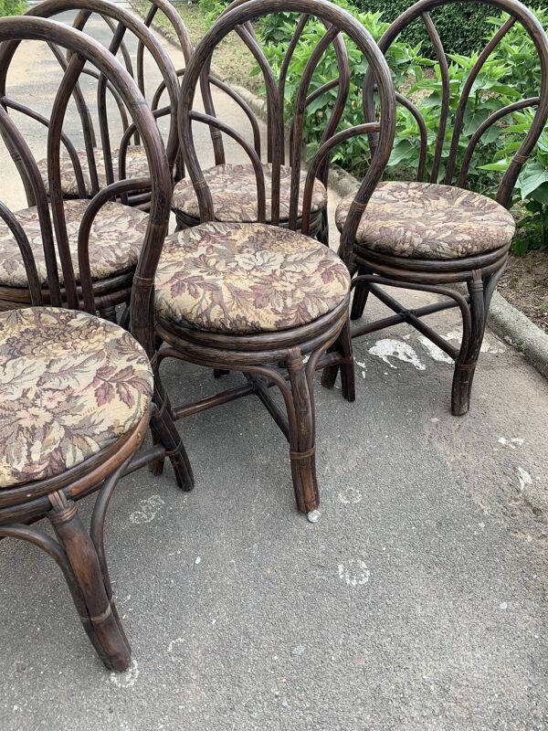 Suite de six chaises en osier courbé XX siècle