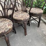 Suite of six chairs in curved wicker XX century
