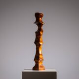 Minimalist abstract handcarved wooden sculpture
