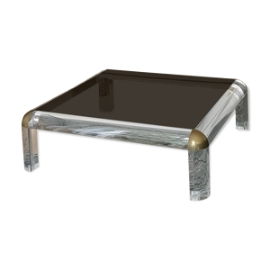 Table basse carrée en - laiton verre