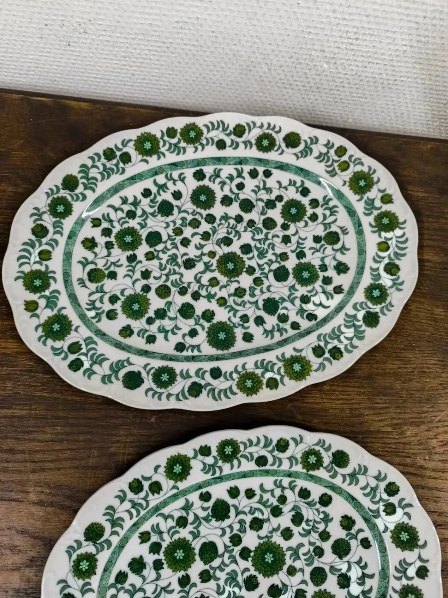 Set of 2 oval porcelain dishes Rosenthal Monbijou "Giscard" green