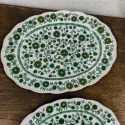 Set of 2 oval porcelain dishes Rosenthal Monbijou "Giscard" green