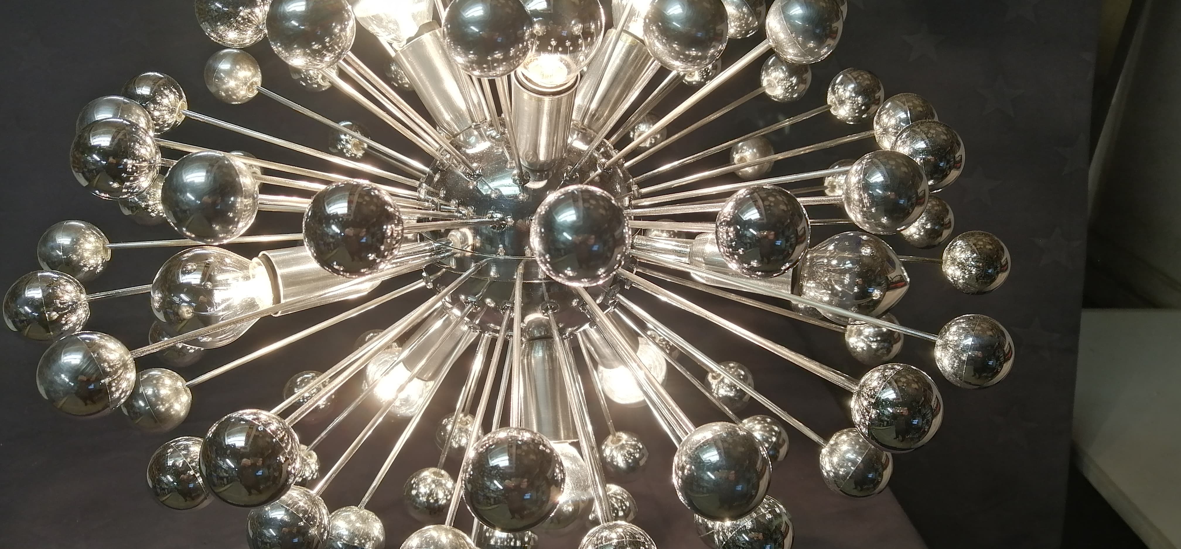 Lustre vintage spoutnik en chrome de Goffredo Reggiani, Italie 1970