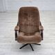 1970s, Danish swivel armchair, furniture corduroy, dark beech wood.