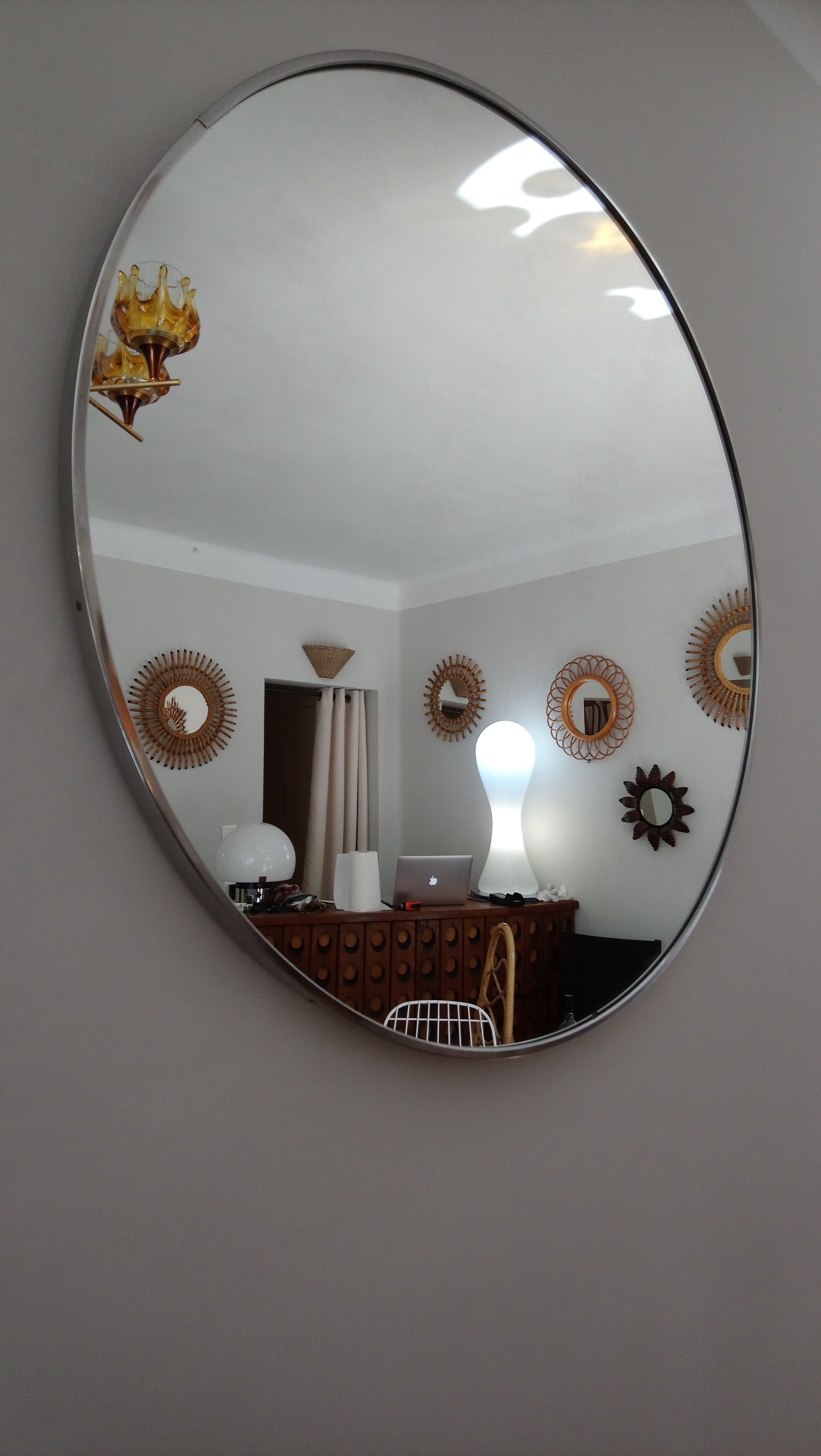 Barber round XXL mirror years 70 - 81x81cm