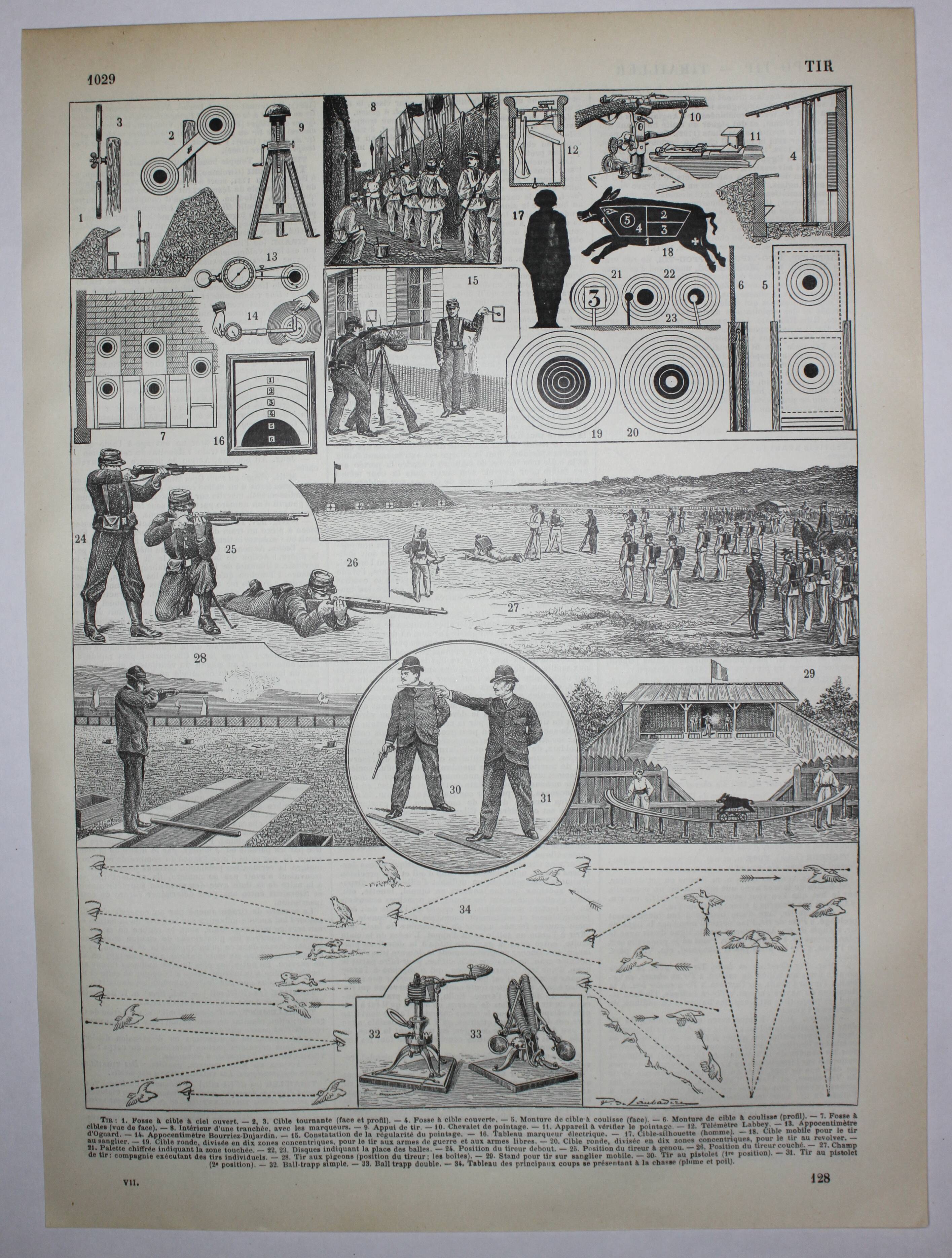 Lithograph • Shooting, sport, gun, hunting, target • Original engraving from 1898