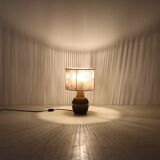 Handmade Søholm / Einar Johansen ceramic table lamp with jute lampshade / Mid-century Danish modern design / 1960s / 1970s