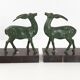 Pair of vintage ibex bookends from 1940-1950 in marble and metal.