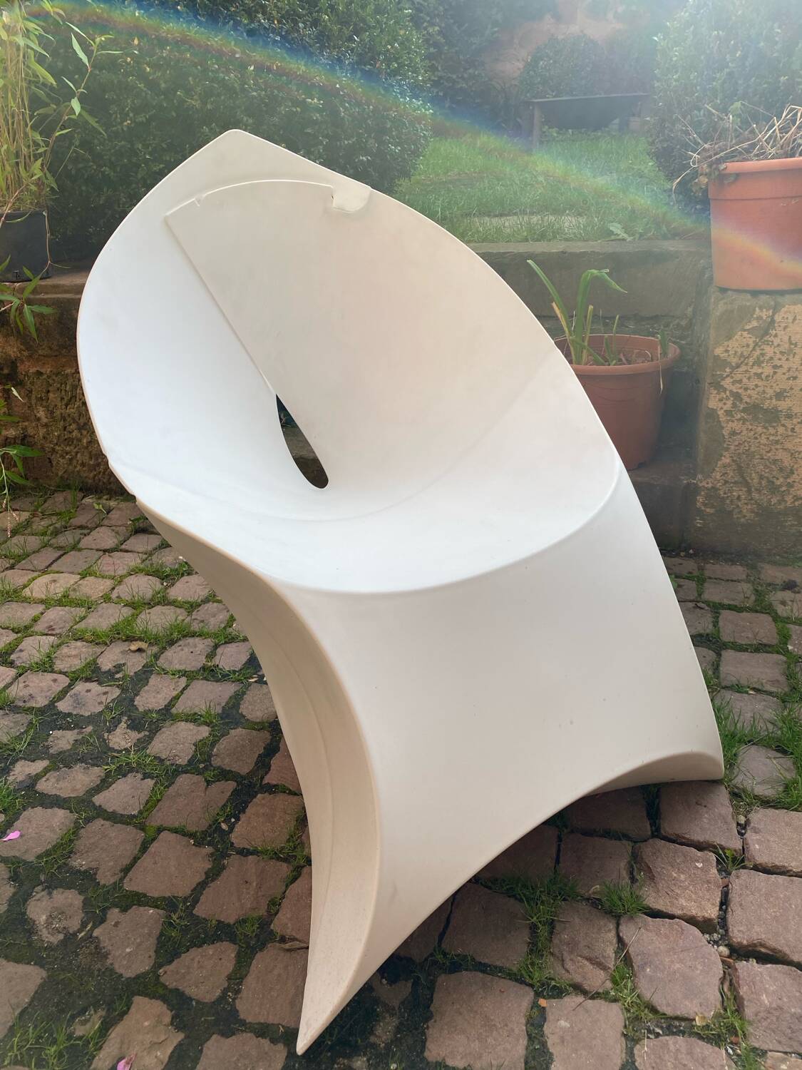 White ABS folding chair signed Flux Amsterdam circa 1980