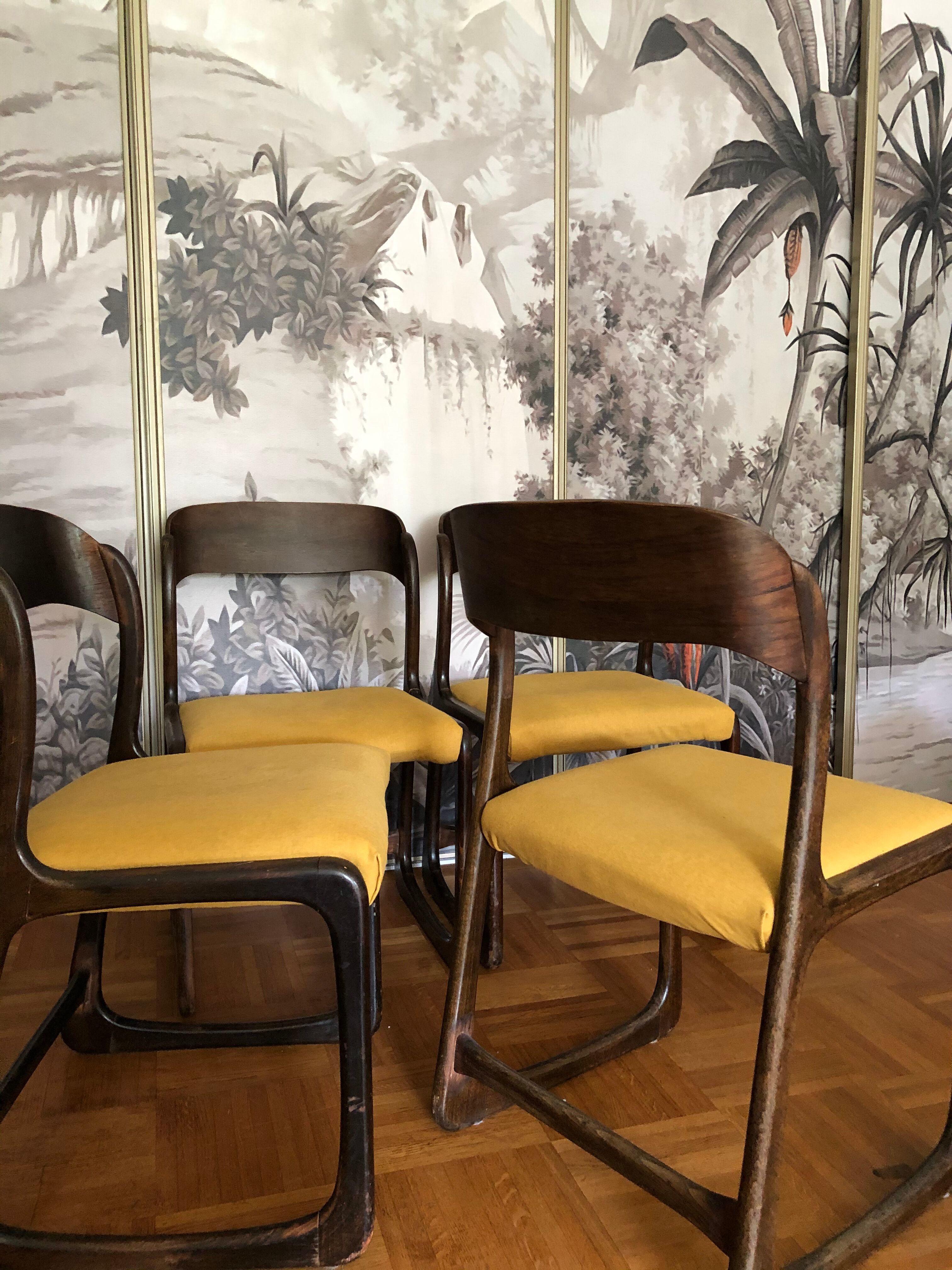 Suite of four Baumann sled chairs