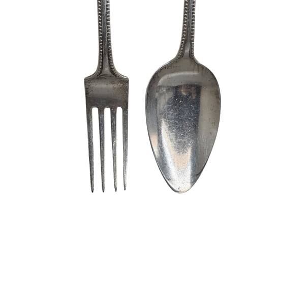 Antique Dutch Silver Fork And Spoon From Kempen, early 1900s