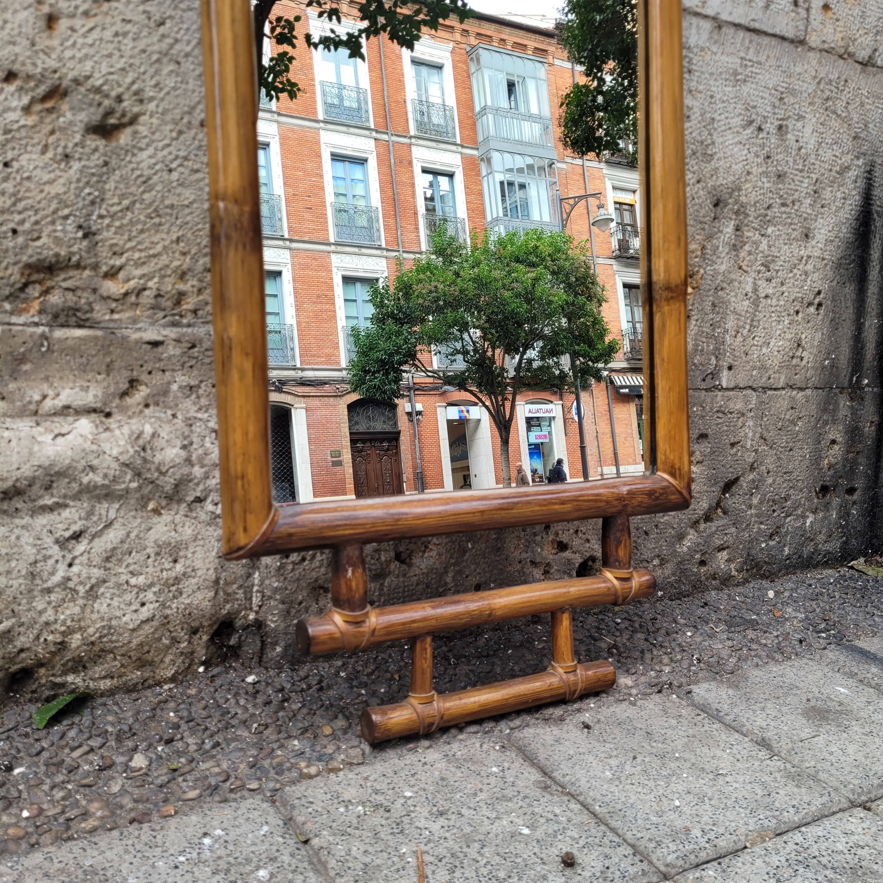 Colonial mirror with bamboo frame, 1900s - France