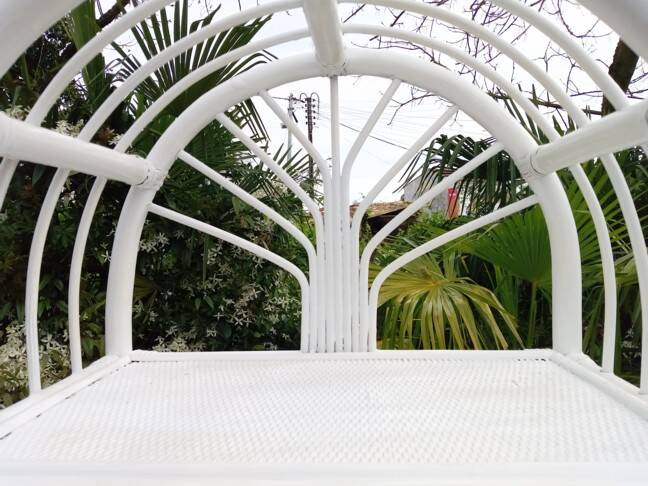 White rattan shelf