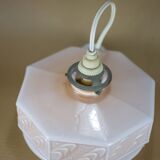 Art deco pink opaline pendant light, opaline glass globe, opaline lampshade, ceiling lamp