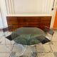 Italian round table in smoked glass 1970 Giotto Stoppino style