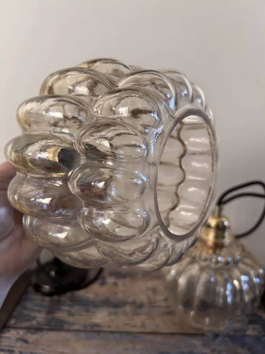 Set of two vintage amber pendant lights