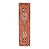 Tapis Kilim orange et marron 3x11, 88x330 cm