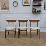 1 set of 3 vintage retro chairs by Farstrup