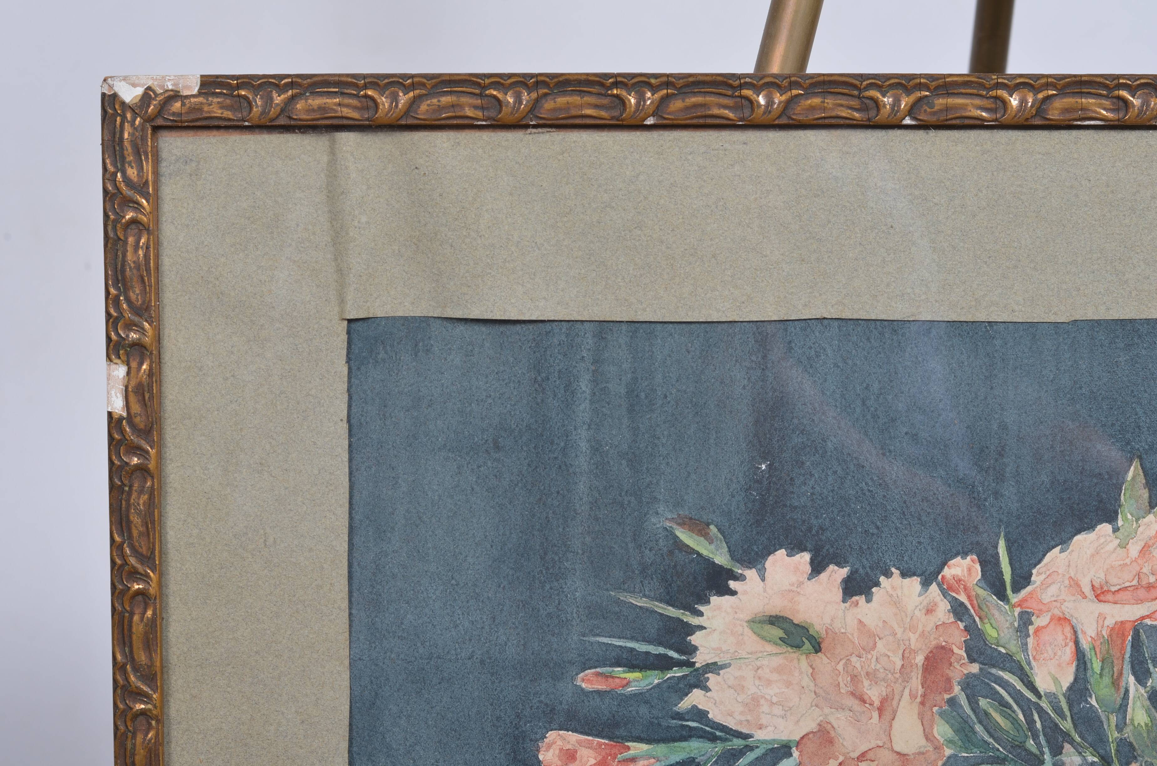 Aquarelle ancienne bouquet de fleurs