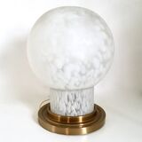 Postmodern Brass and Spheric Blown Glass Table Lamp by Mazzega, Italy