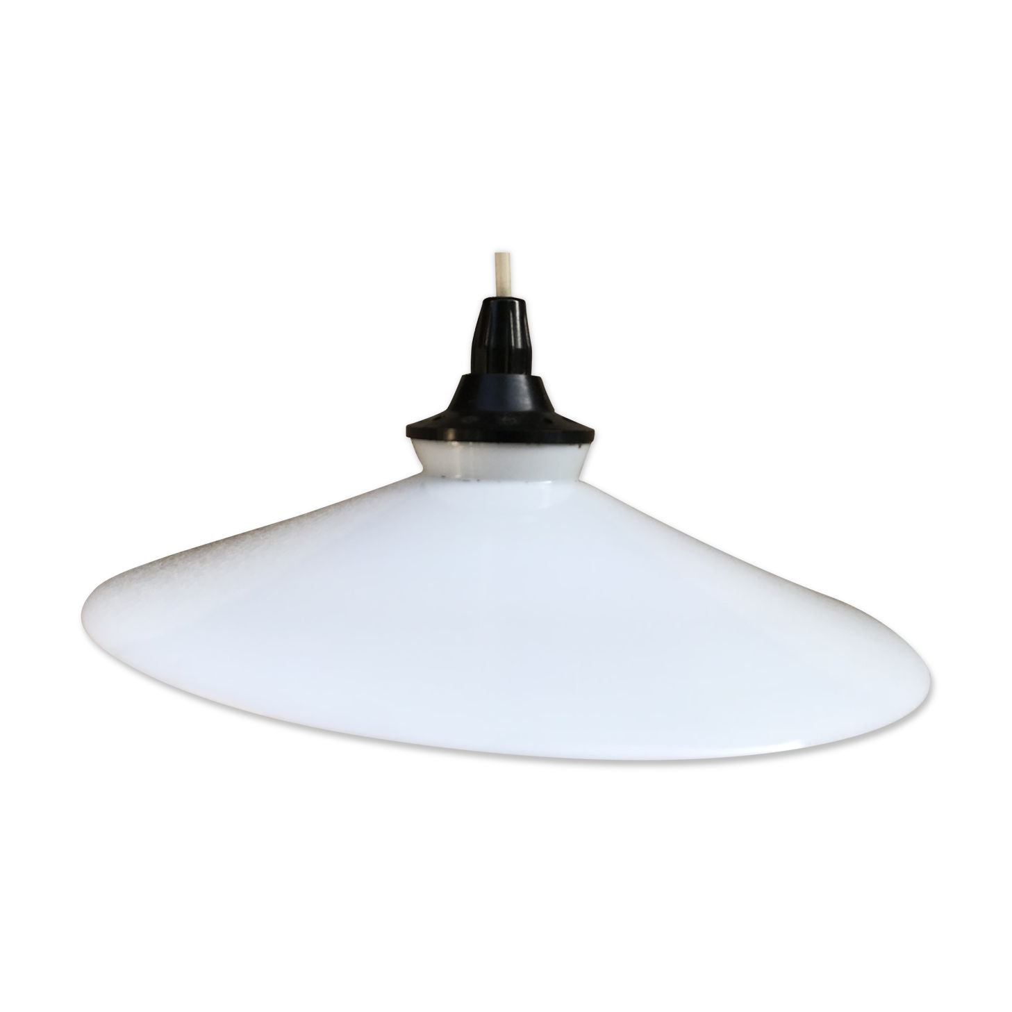 Antique white opaline hanging lamp from the 70s
