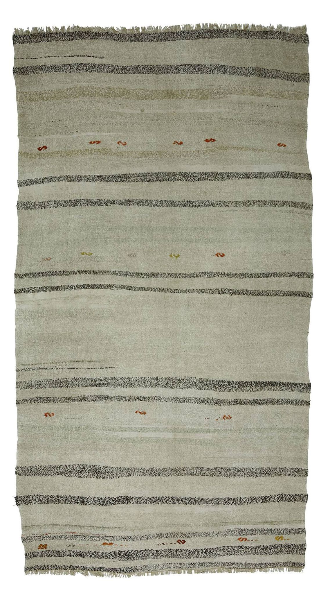 Turkish Kilim Konya Vintage 147x286 cm Beige Black Handwoven