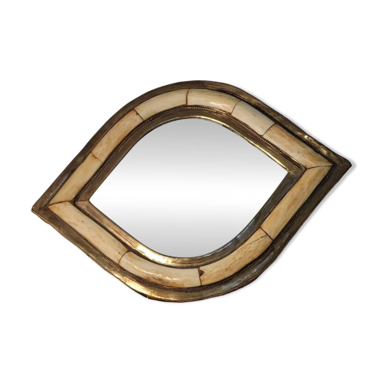 Brass and bone mirror