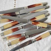 12 vintage Pradel stainless steel bakelite knives