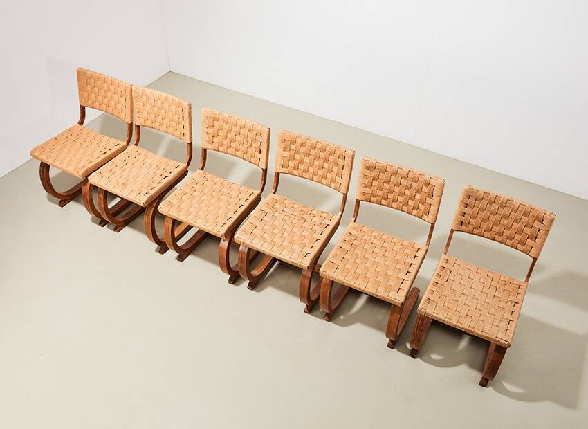 Bas van Pelt Rare Set of 6 Dining Chairs for My Home 1936