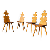 Vintage mid-century brutalist style design Tiroler chair set of 4