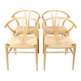 Ensemble de quatre chaises Wishbone, modèle Ch24, en hêtre, par Hans J. Wegner