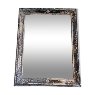 Miroir au mercure cadre bois et stuc début XXe 51,5x39,5cm