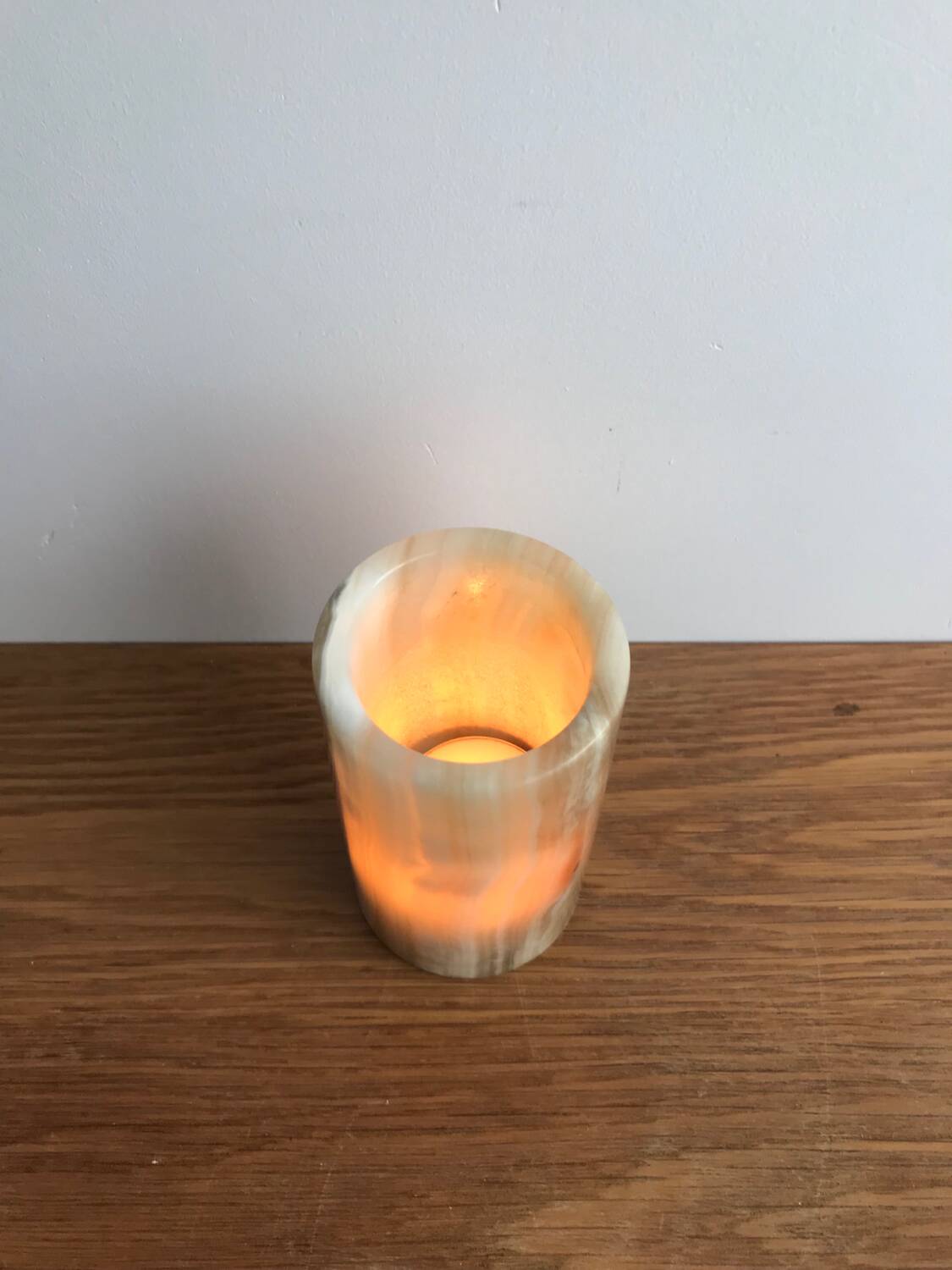 Small vintage onyx vase or candle holder