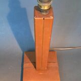 Modernist lamp base in fawn leather 1950s Le Tanneur Paris.